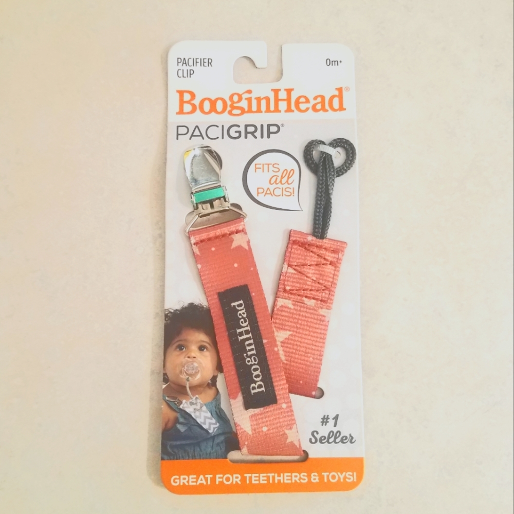 Boogin Head Pacigrip Pacifier Clip, Univeral Loop attaches to All Pacifiers 0m+